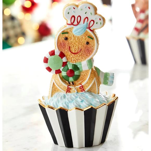 MacKenzie-Childs Holiday Sweets Gingerbread Cupcake Box New - Picture 1 of 2